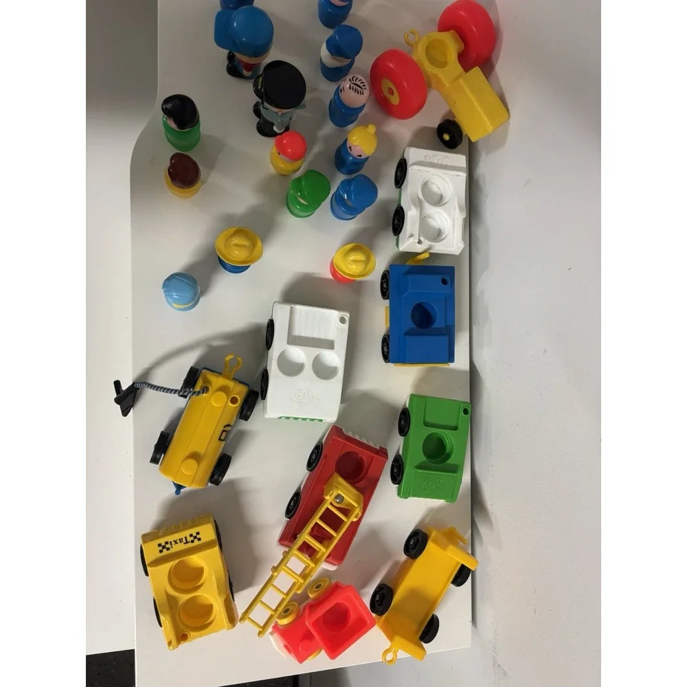 Fisher-Price Vintage Little People 18 Figures & 10 Vehicle Lot